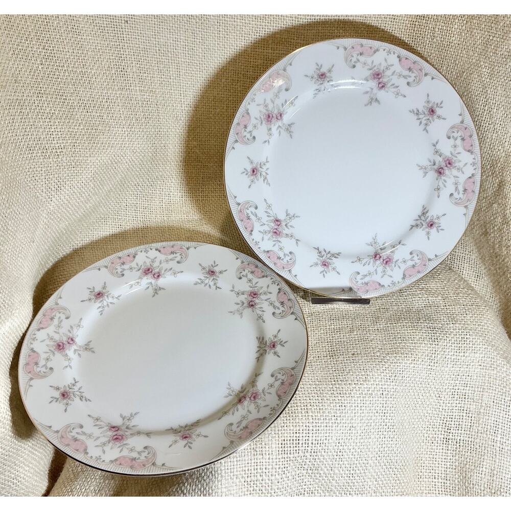 2 Harmony House pink rose ANTOINETTE appetizer dessert salad plates